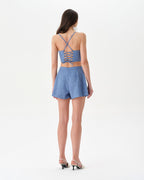 Chambray Blue Skort Crop Top Set