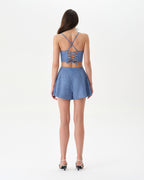Chambray Blue Skort Crop Top Set