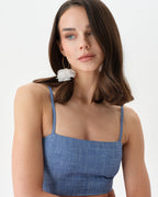 Chambray Blue Skort Crop Top Set