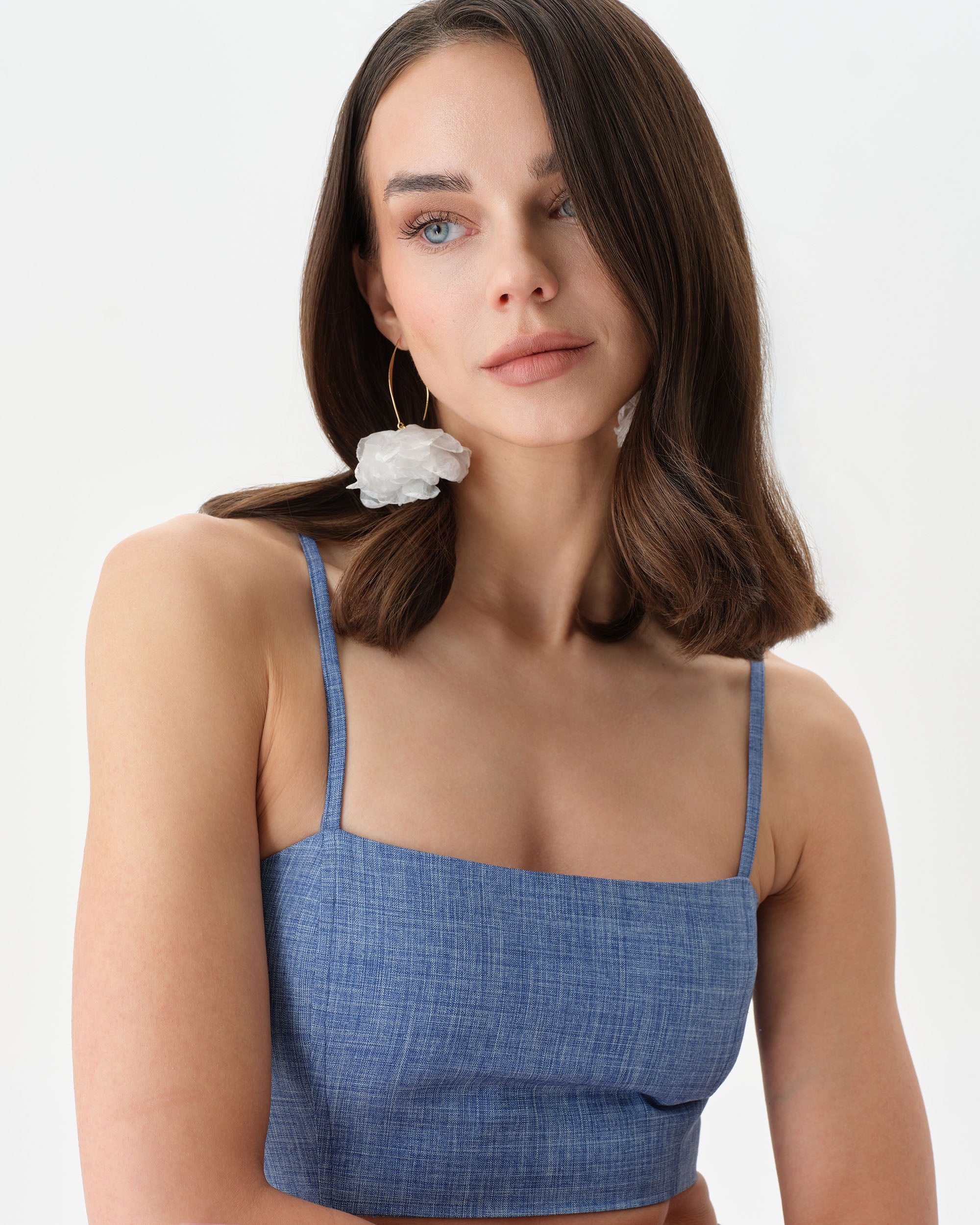 Chambray Blue Skort Crop Top Set