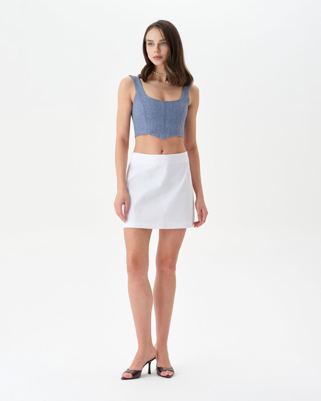 Blue  Lace Up Top