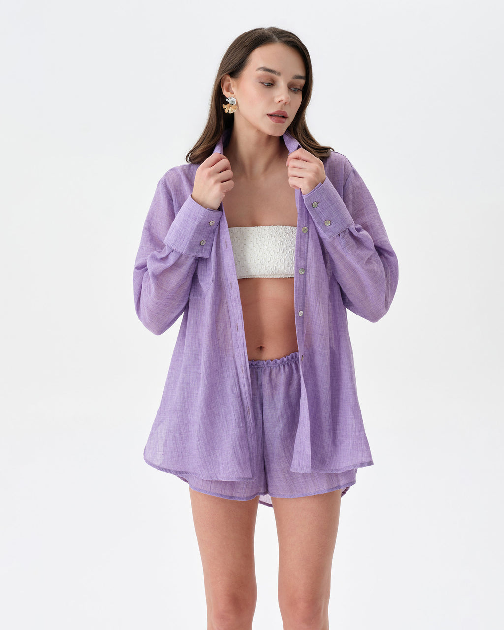 Purple Beach Set With Shorts