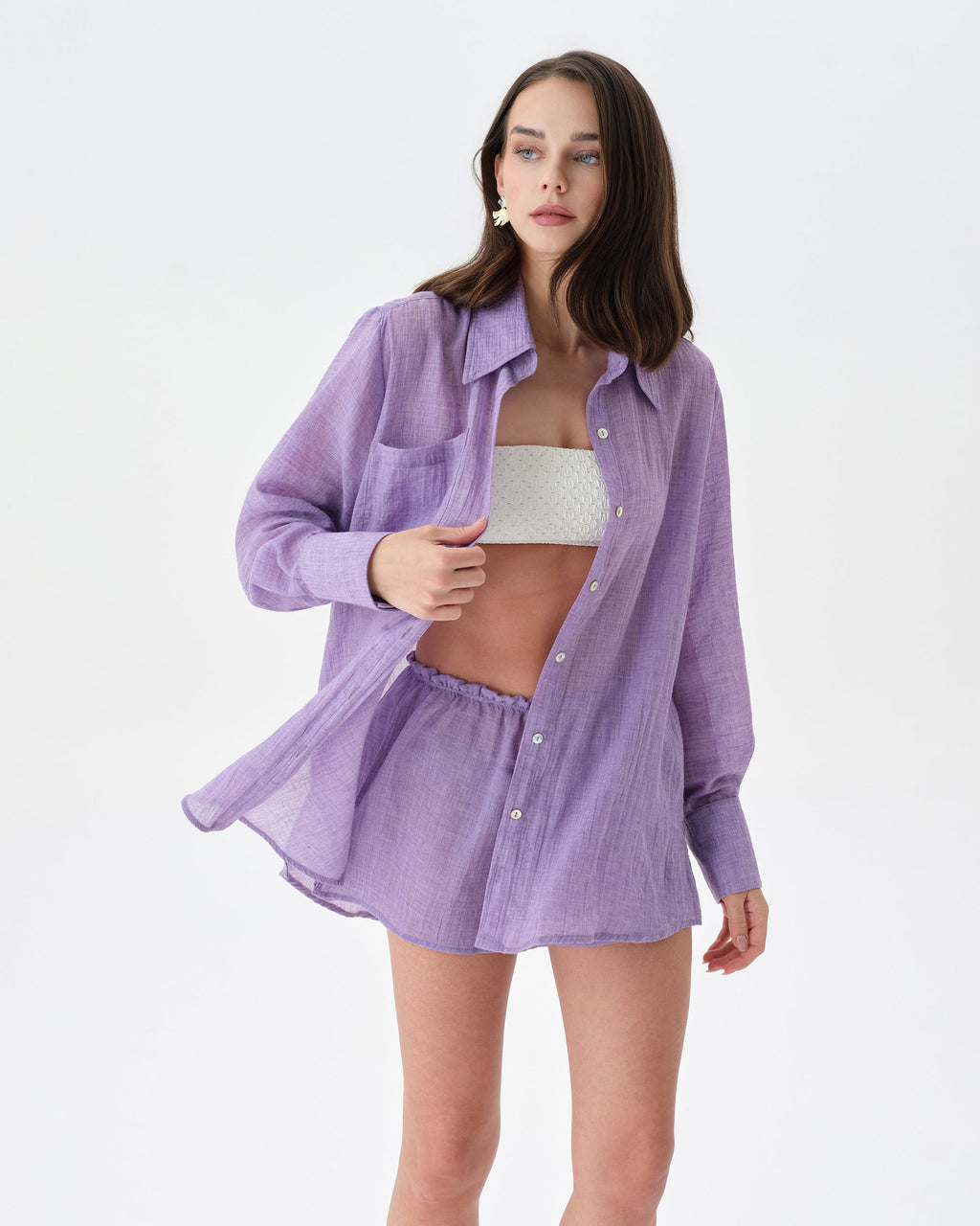 Purple Beach Set With Shorts