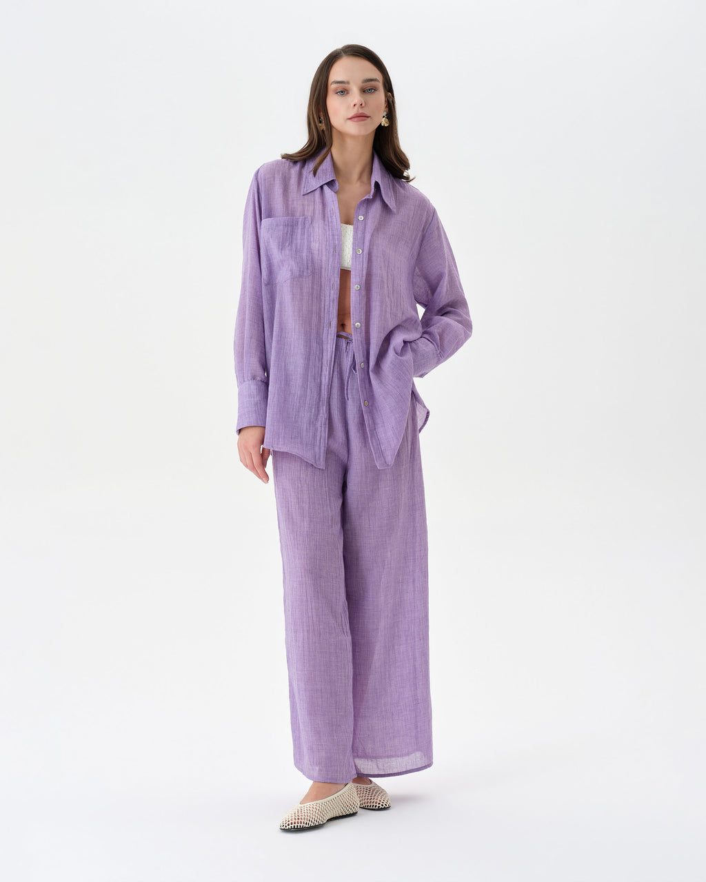 Purple Beach Set With Trousers