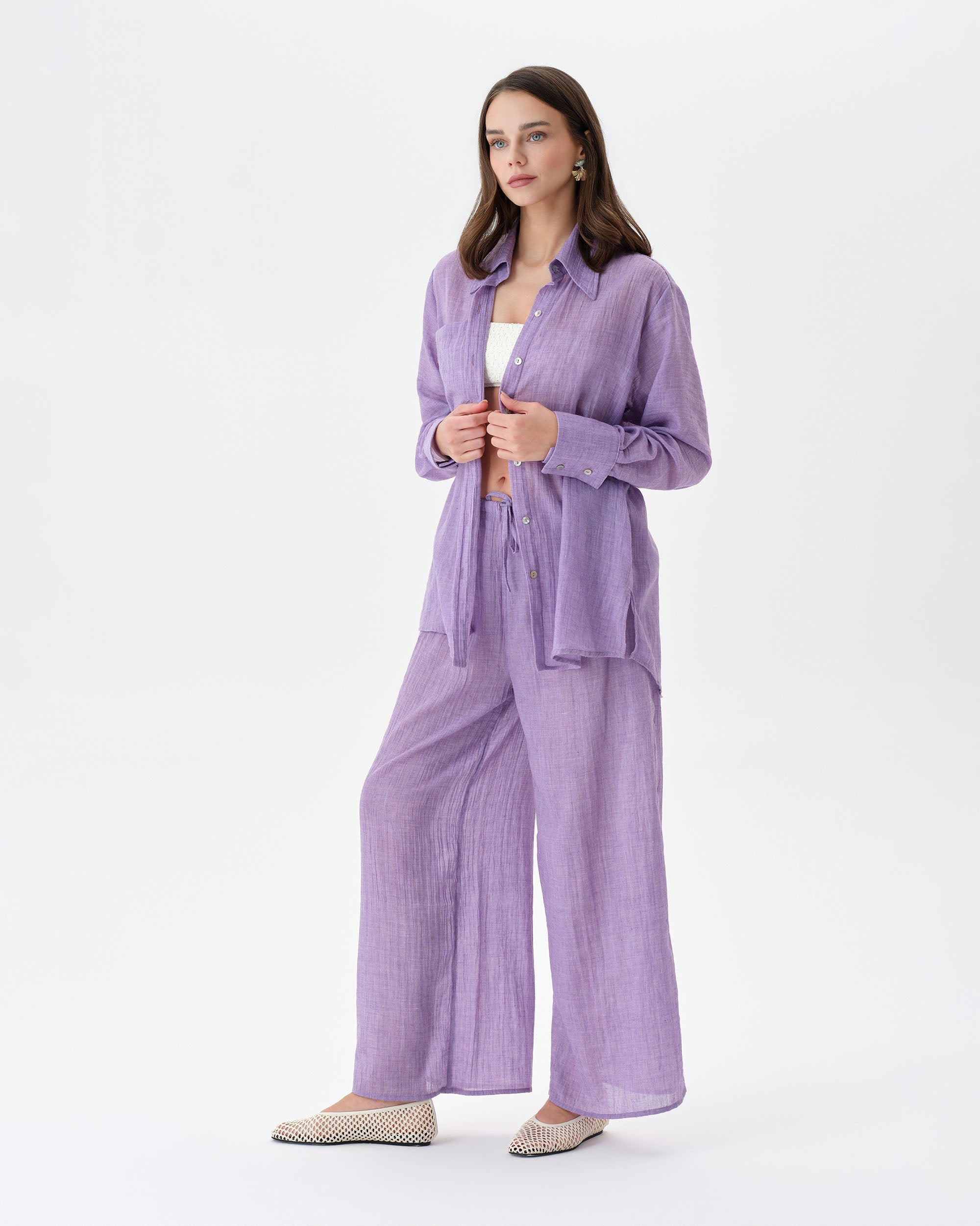 Purple Beach Set With Trousers