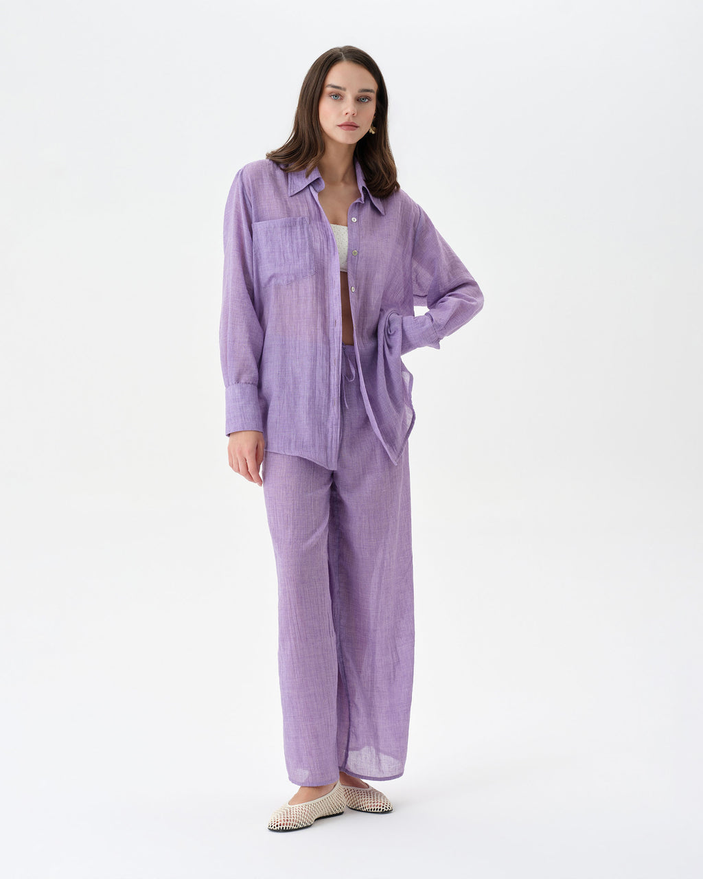 Purple Beach Set With Trousers