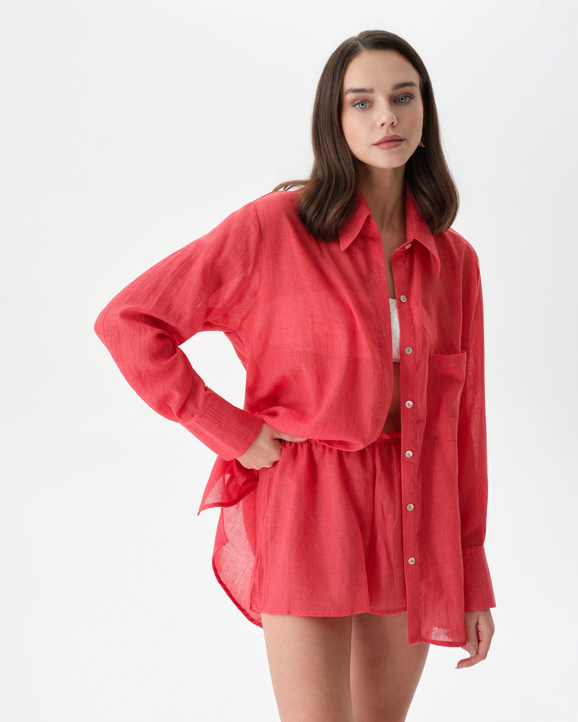Coral Beach Set With Shorts