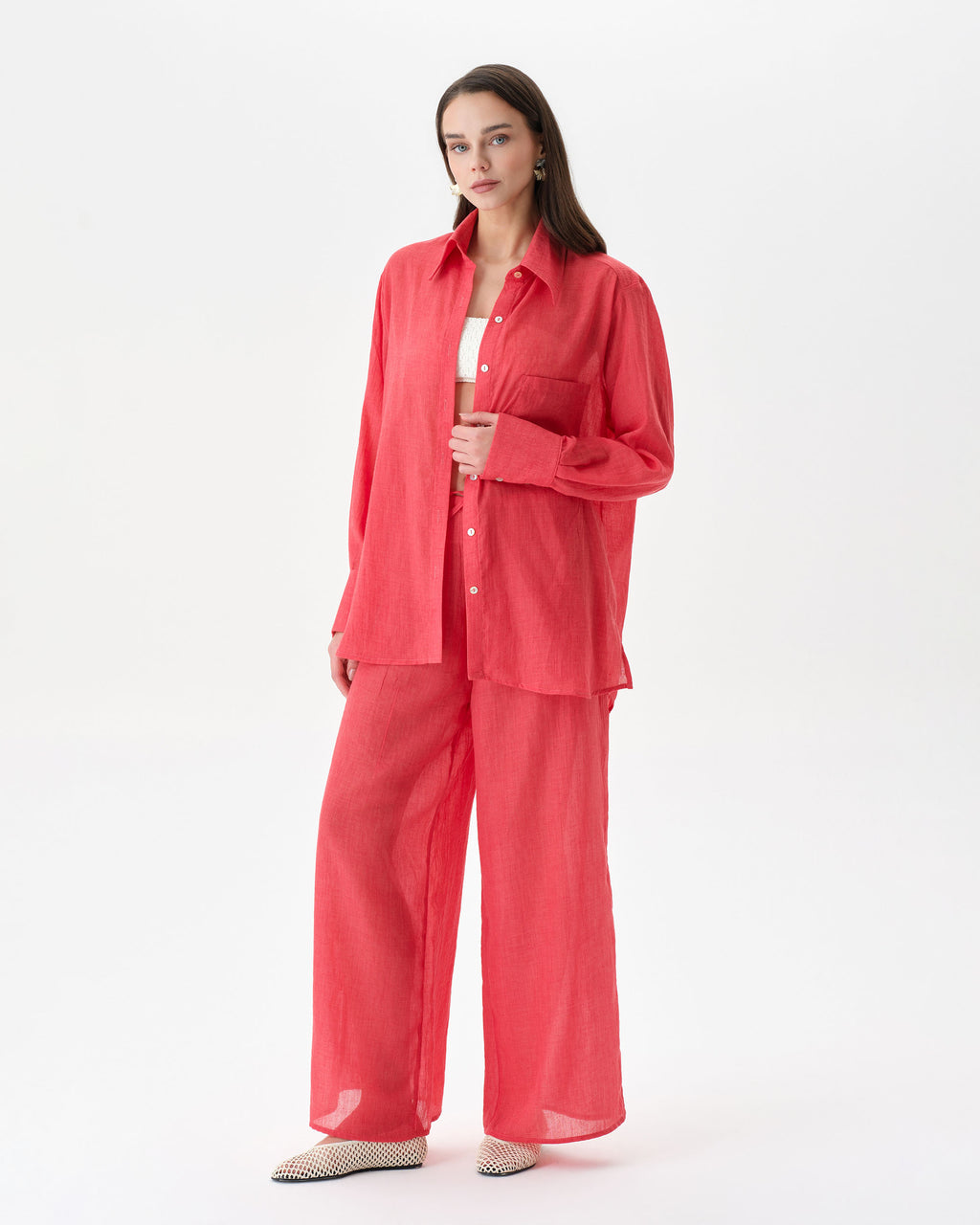 Coral Beach Set With Trousers