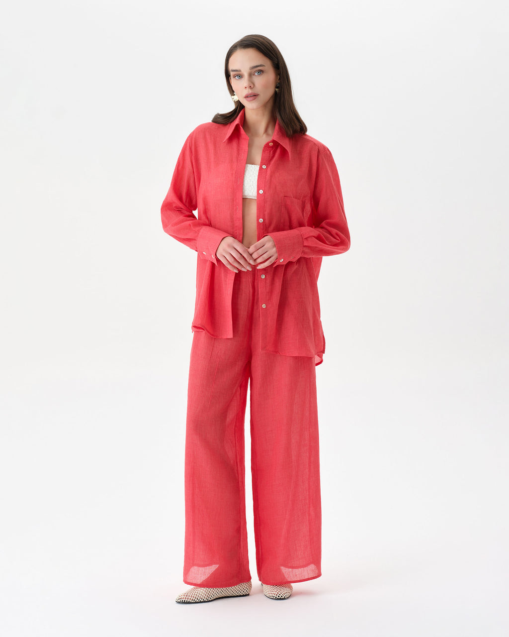 Coral Beach Set With Trousers