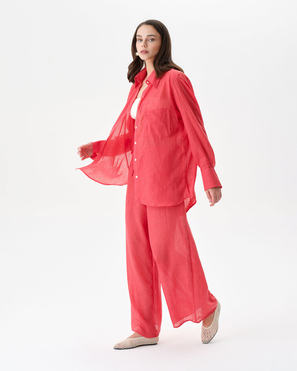 Coral Beach Set With Trousers