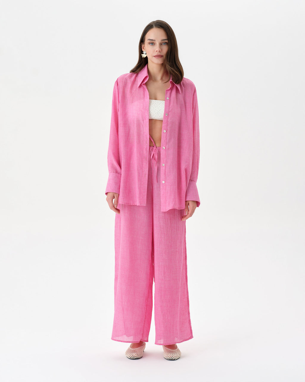 Pink Beach Set With Trousers