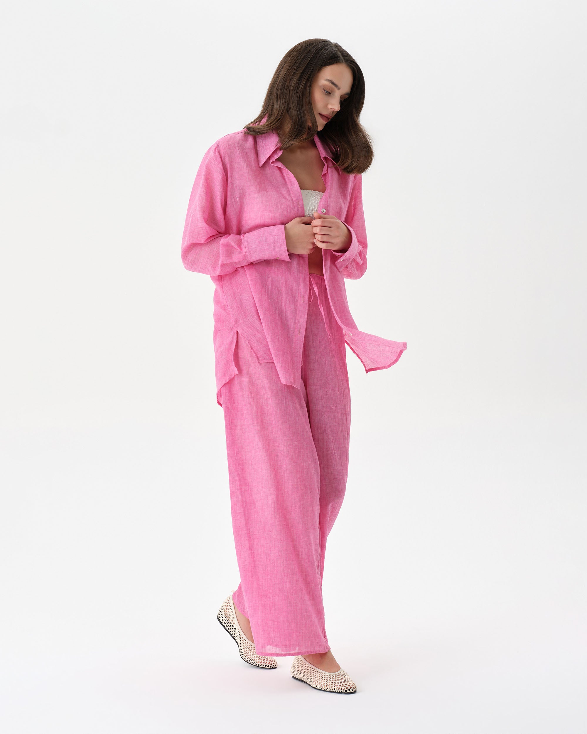 Pink Beach Set With Trousers