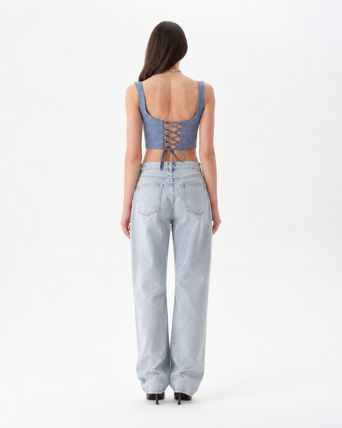 Blue  Lace Up Top