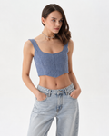 Blue  Lace Up Top