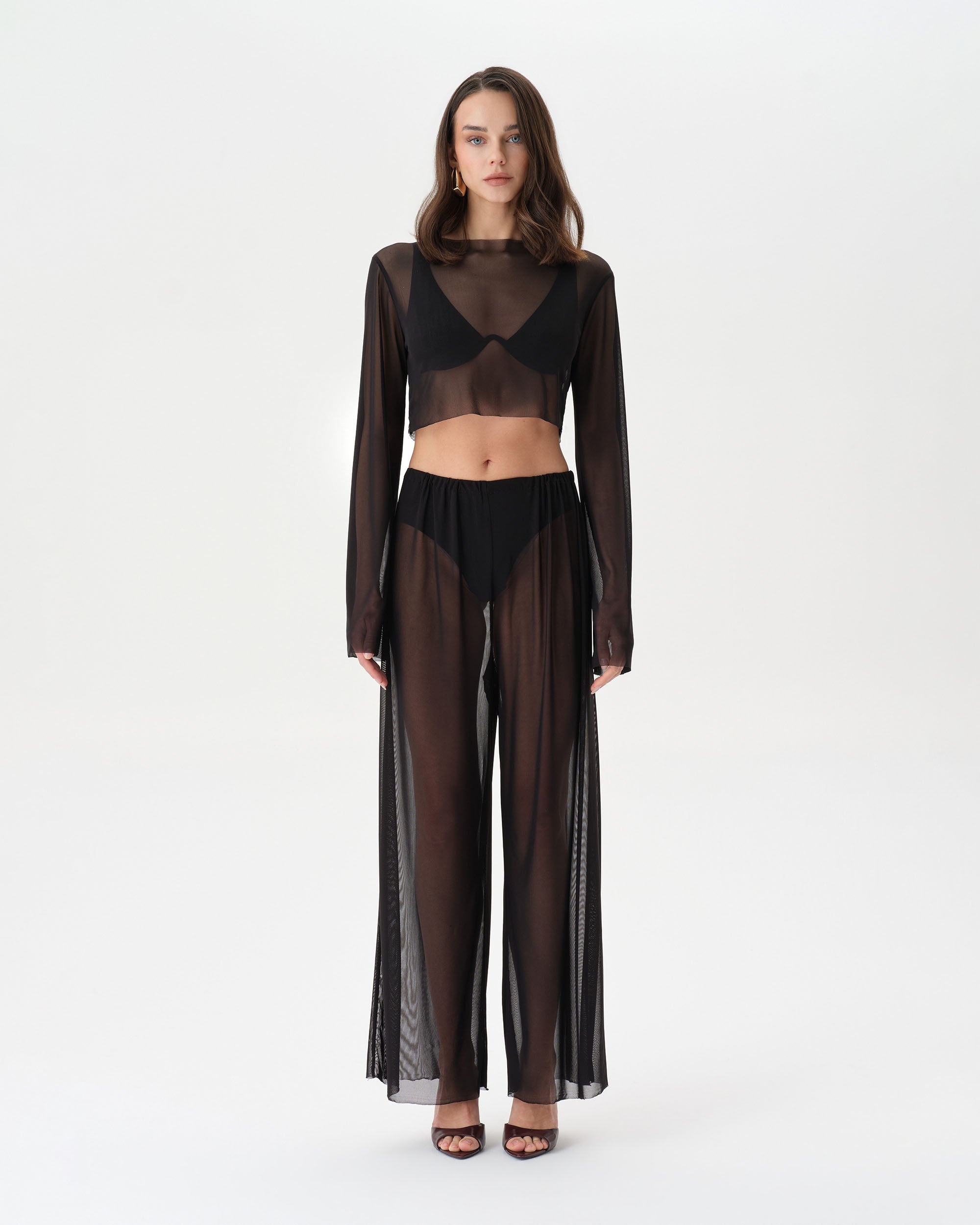 Sheer Black Mesh Set