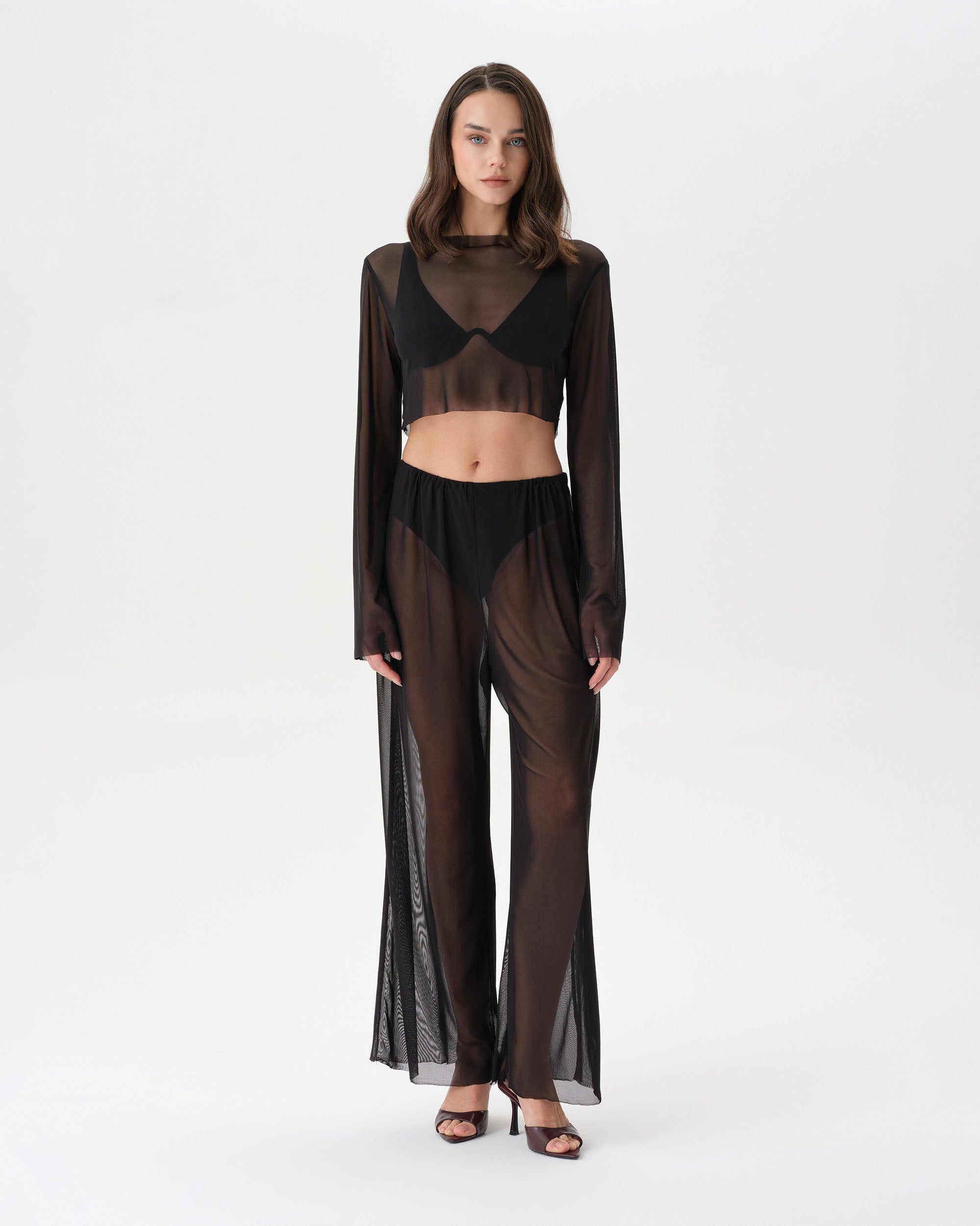 Sheer Black Mesh Set